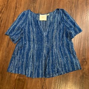 Anthropologie Maeve blue spring blouse